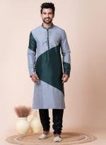 Psviscose Rama Grey Festival Wear Printed Readymade Kurta Pajama